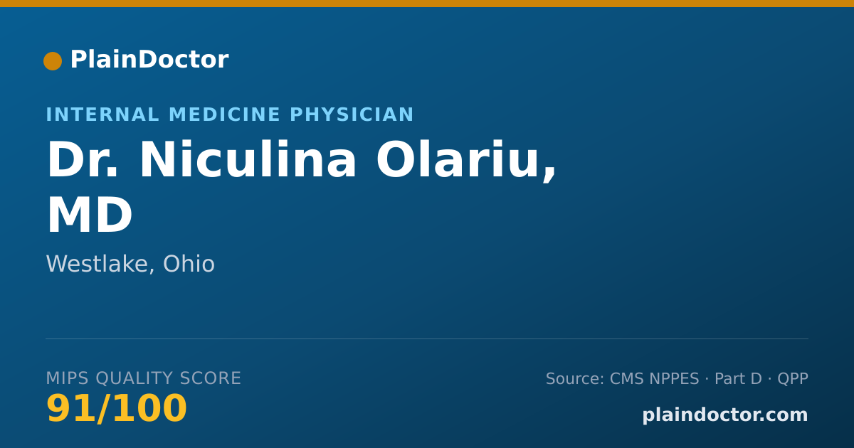 Shareable card for Niculina Olariu, MD - Internal Medicine Physician, Westlake, OH