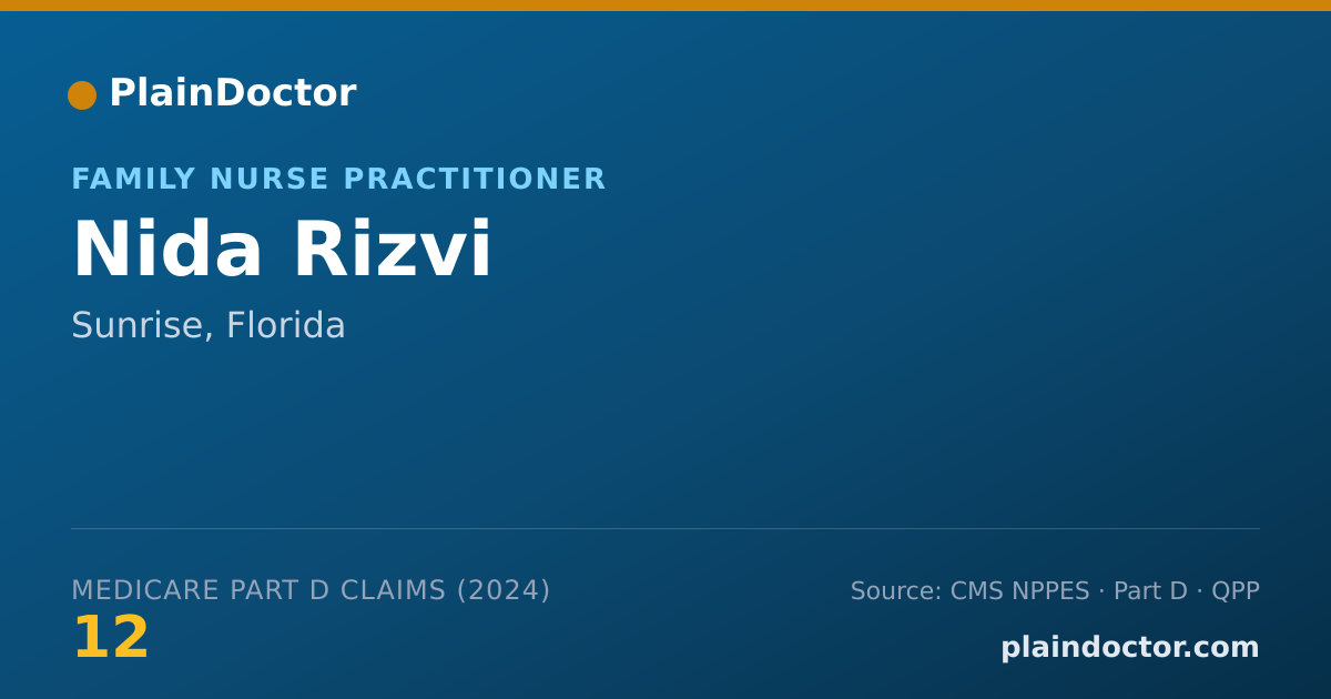 Shareable card for Nida Rizvi - Family Nurse Practitioner, Sunrise, FL