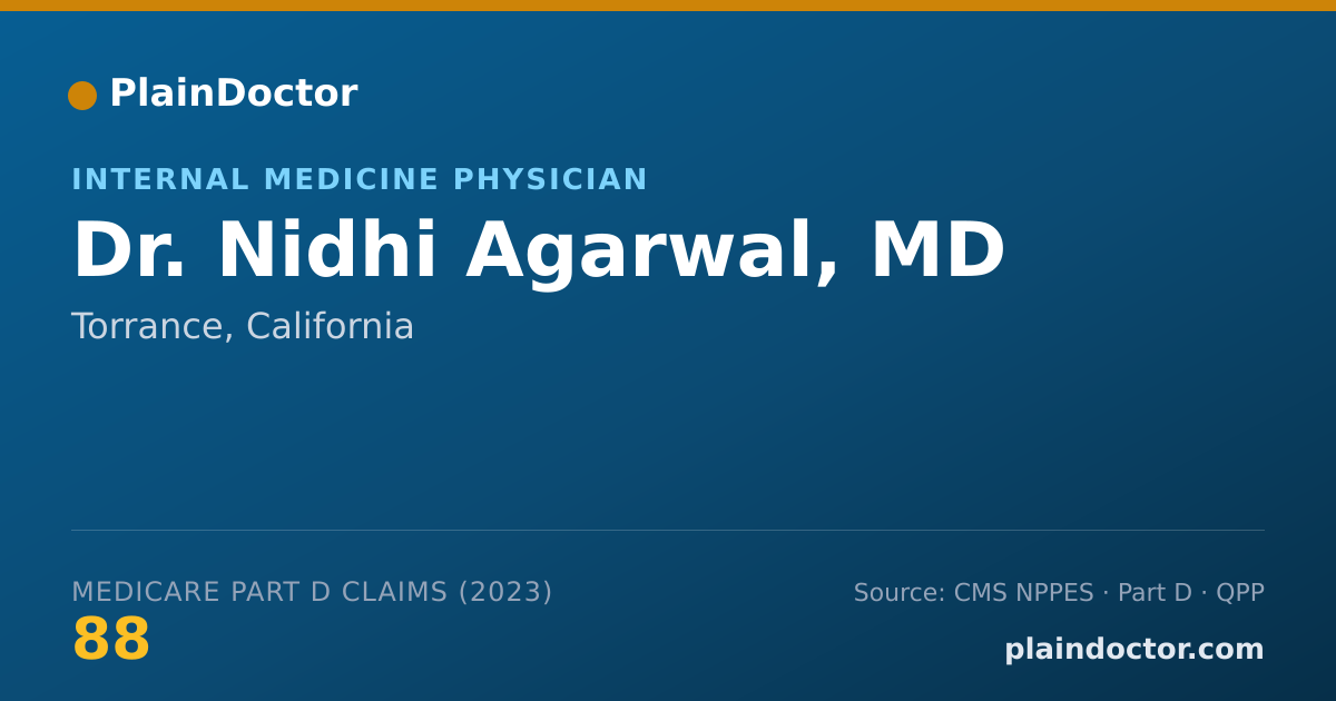 Shareable card for Nidhi Agarwal, MD - Internal Medicine Physician, Torrance, CA