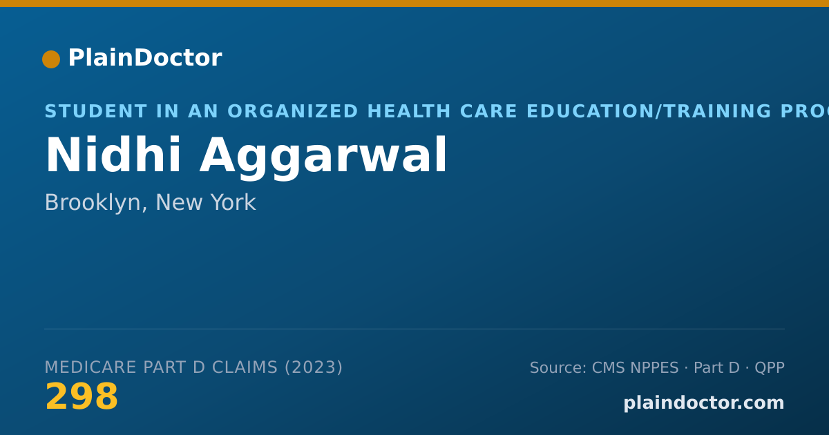 Shareable card for Nidhi Aggarwal - Student in an Organized Health Care Education/Training Program, Brooklyn, NY