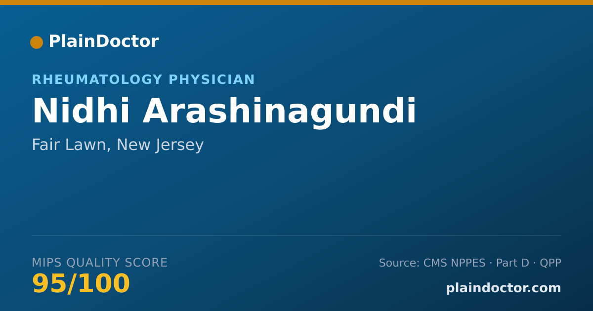 Shareable card for Nidhi Arashinagundi - Rheumatology Physician, Fair Lawn, NJ