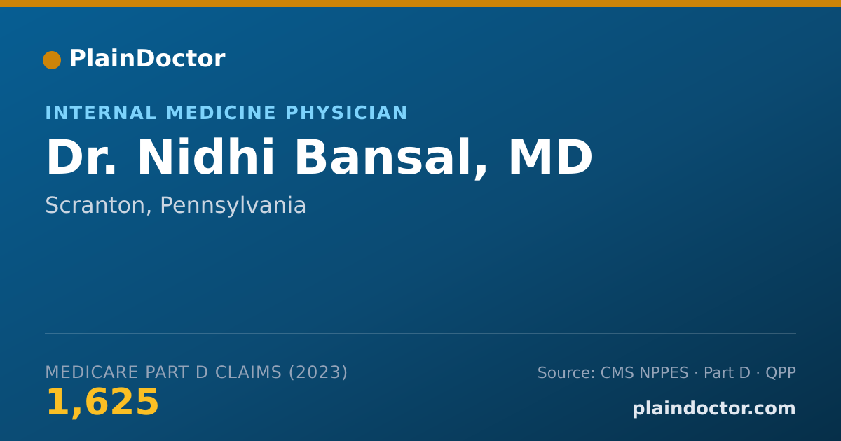 Shareable card for Nidhi Bansal, MD - Internal Medicine Physician, Scranton, PA
