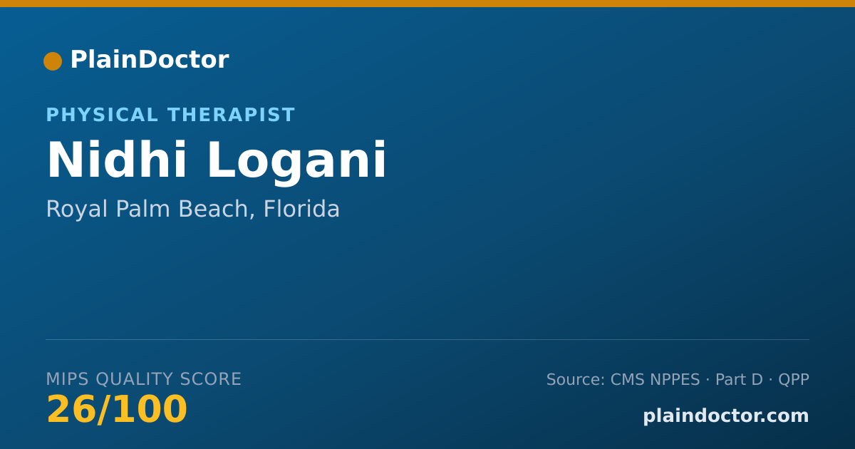 Shareable card for Nidhi Logani - Physical Therapist, Royal Palm Beach, FL