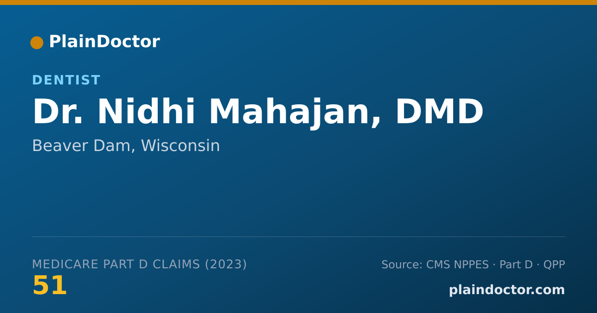 Shareable card for Nidhi Mahajan, DMD - Dentist, Beaver Dam, WI