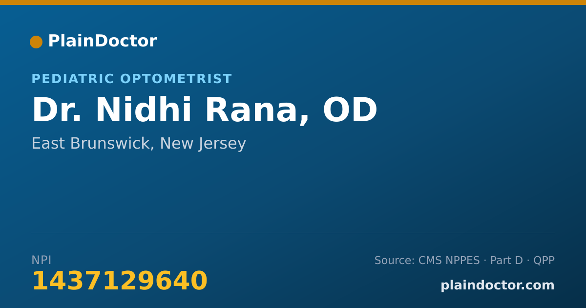 Shareable card for Nidhi Rana, OD - Pediatric Optometrist, East Brunswick, NJ