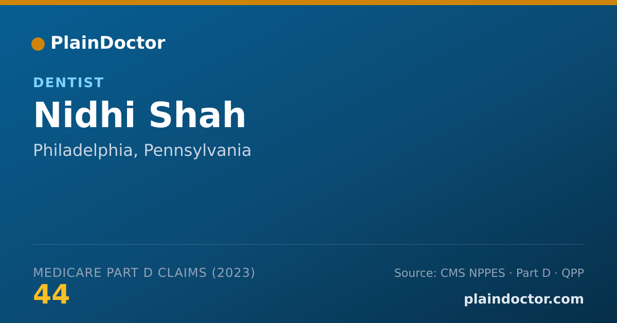 Shareable card for Nidhi Shah - Dentist, Philadelphia, PA