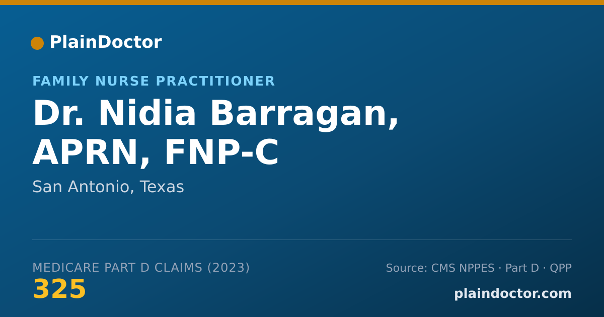 Shareable card for Nidia Barragan, APRN, FNP-C - Family Nurse Practitioner, San Antonio, TX