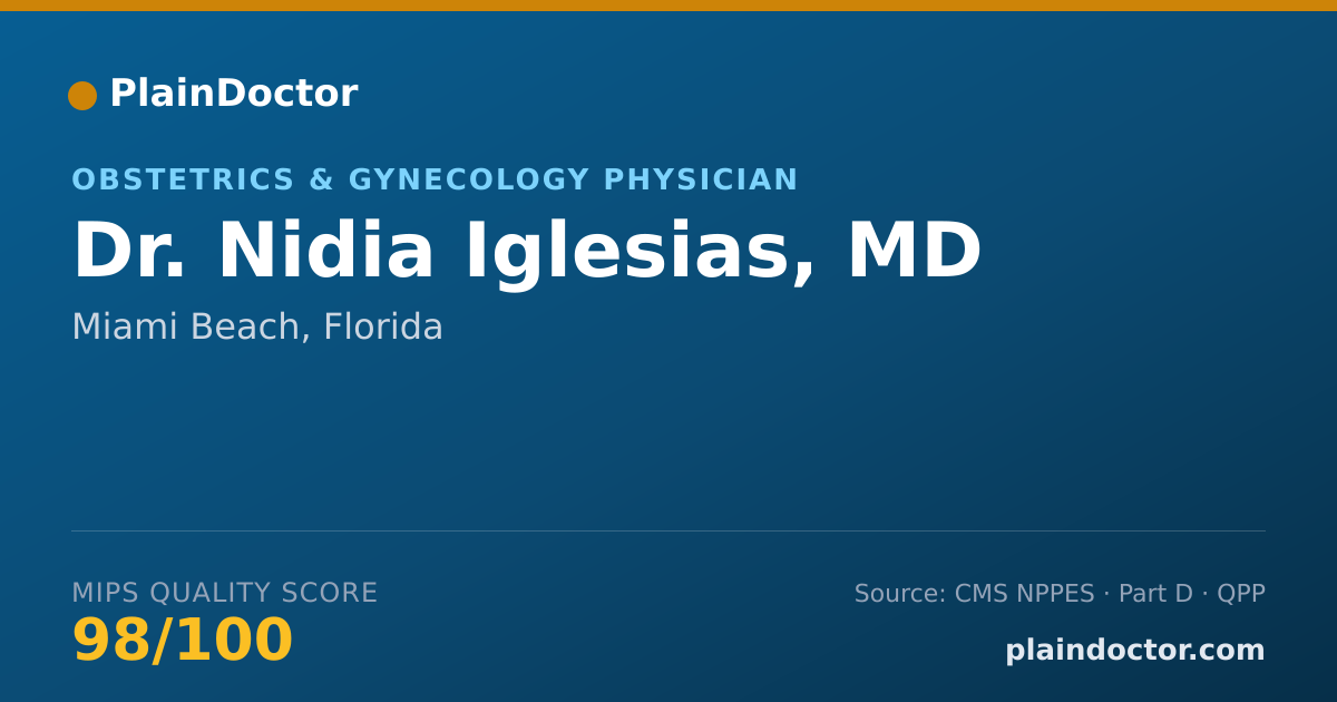 Shareable card for Nidia Iglesias, MD - Obstetrics & Gynecology Physician, Miami Beach, FL