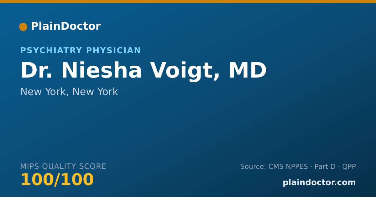 Shareable card for Niesha Voigt, MD - Psychiatry Physician, New York, NY