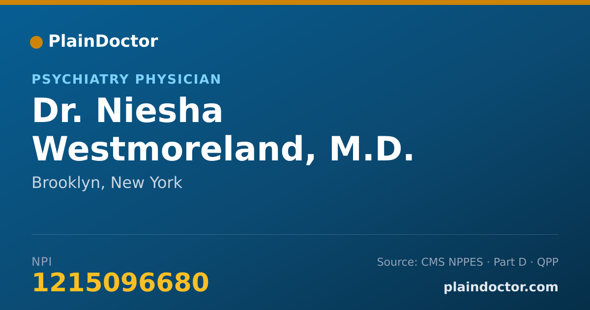 Shareable card for Niesha Westmoreland, M.D. - Psychiatry Physician, Brooklyn, NY