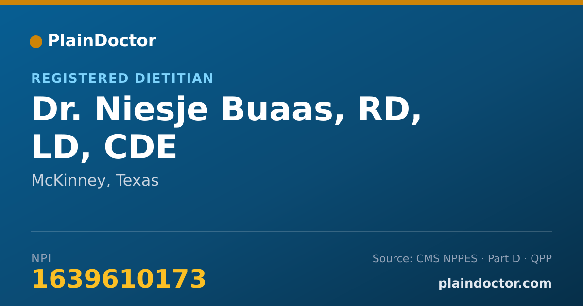 Shareable card for Niesje Buaas, RD, LD, CDE - Registered Dietitian, McKinney, TX