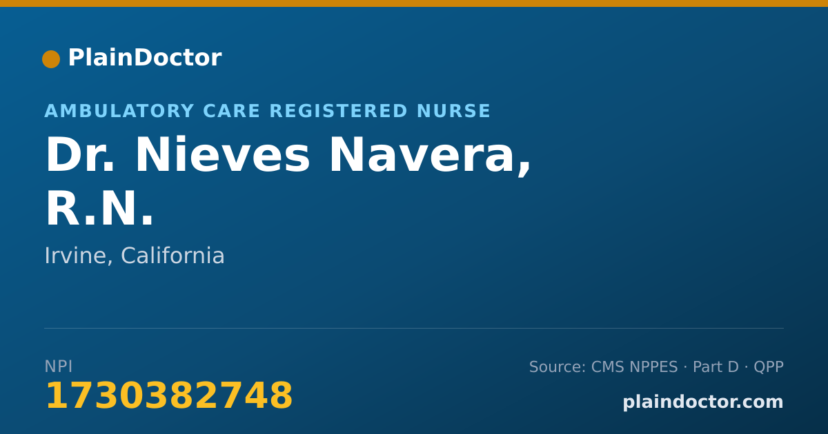 Shareable card for Nieves Navera, R.N. - Ambulatory Care Registered Nurse, Irvine, CA