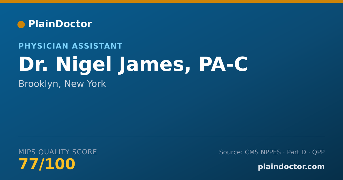 Shareable card for Nigel James, PA-C - Physician Assistant, Brooklyn, NY