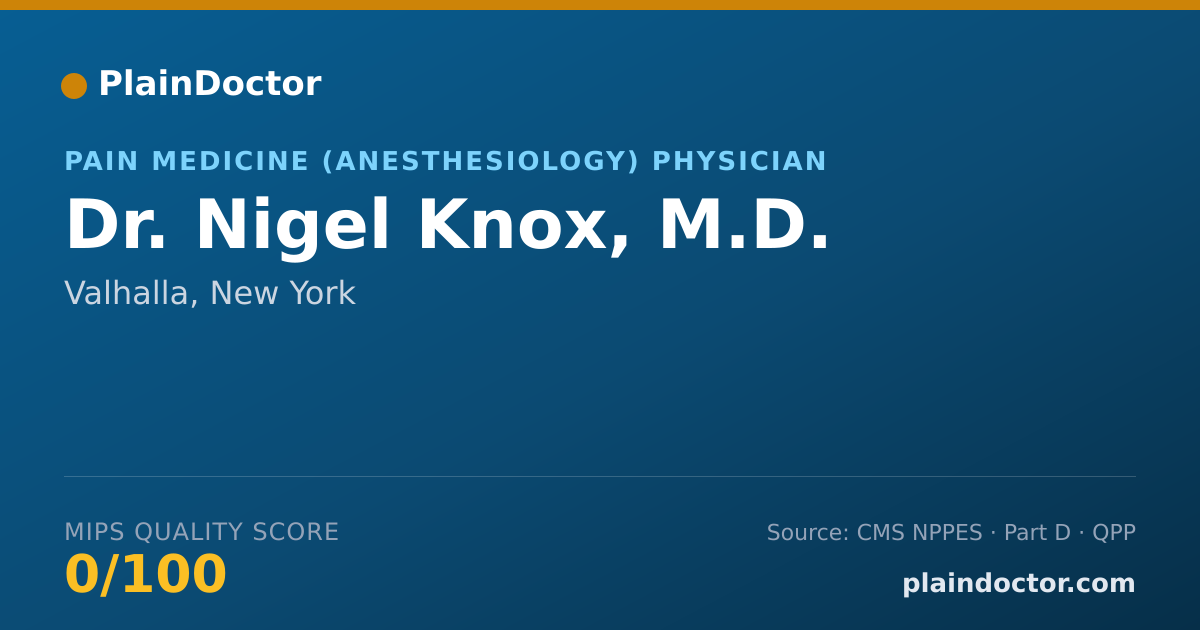 Shareable card for Nigel Knox, M.D. - Pain Medicine (Anesthesiology) Physician, Valhalla, NY