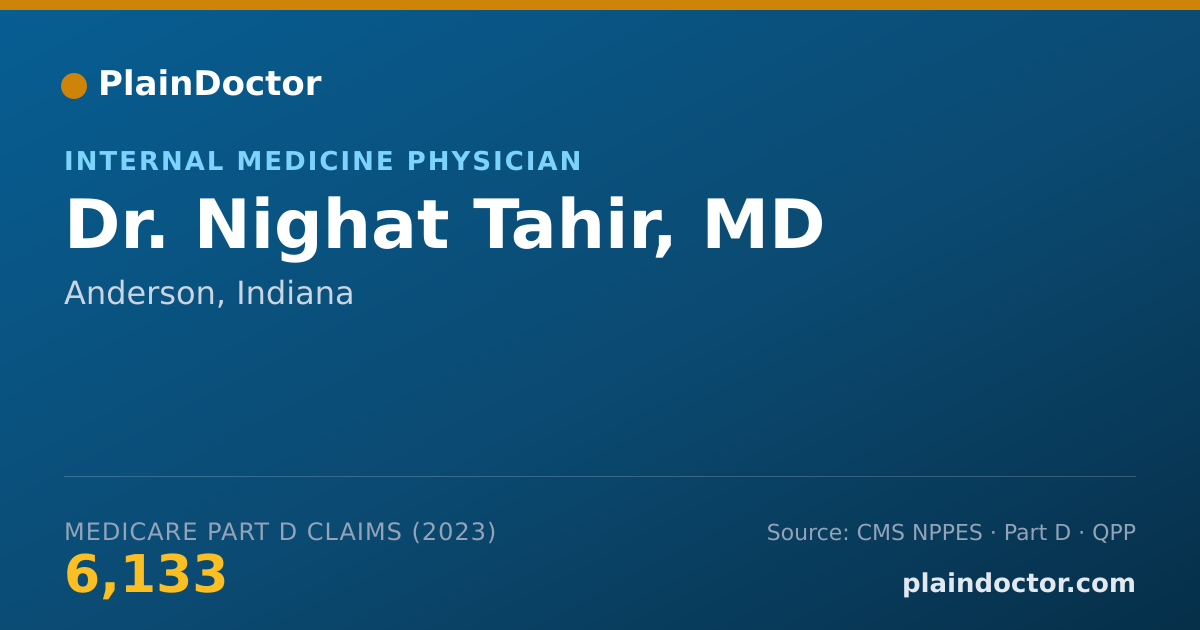 Shareable card for Nighat Tahir, MD - Internal Medicine Physician, Anderson, IN