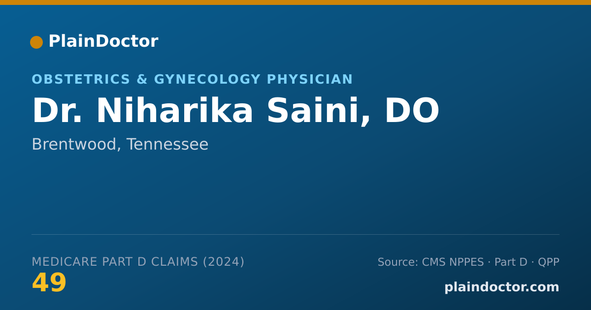Shareable card for Niharika Saini, DO - Obstetrics & Gynecology Physician, Brentwood, TN