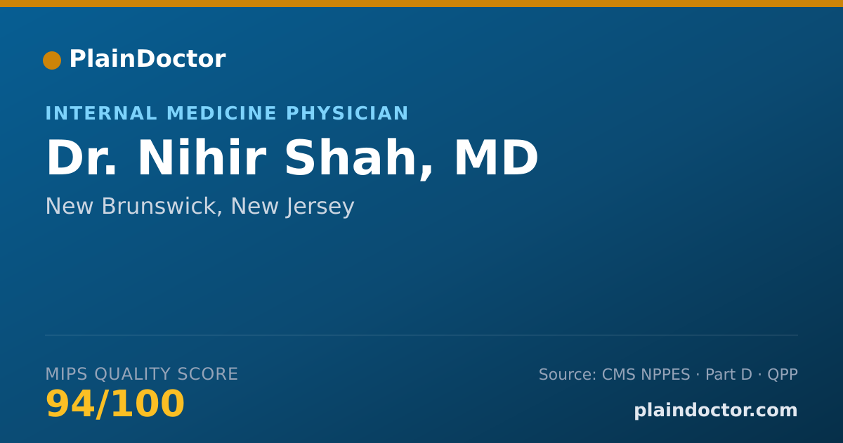 Shareable card for Nihir Shah, MD - Internal Medicine Physician, New Brunswick, NJ