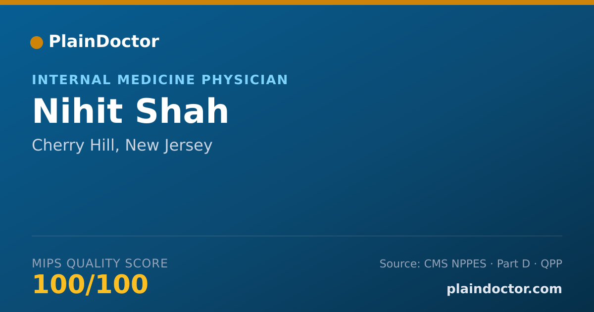 Shareable card for Nihit Shah - Internal Medicine Physician, Cherry Hill, NJ