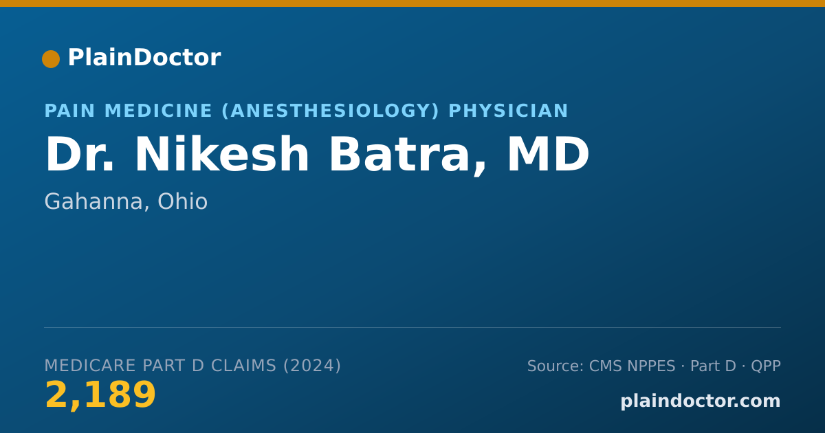 Shareable card for Nikesh Batra, MD - Pain Medicine (Anesthesiology) Physician, Gahanna, OH