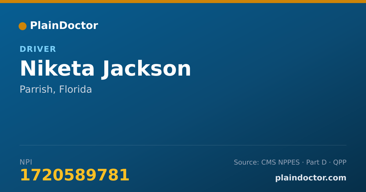 Shareable card for Niketa Jackson - Driver, Parrish, FL