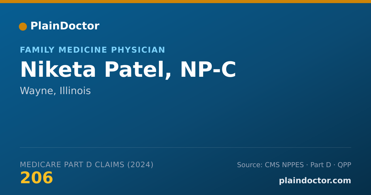 Shareable card for Niketa Patel, NP-C - Family Medicine Physician, Wayne, IL
