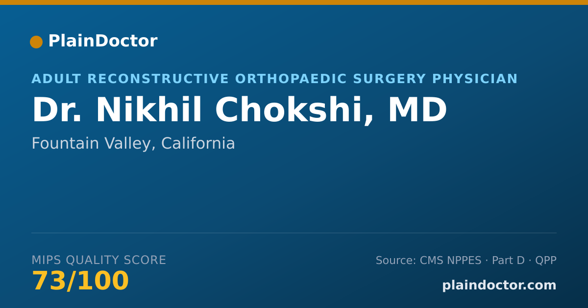Shareable card for Nikhil Chokshi, MD - Adult Reconstructive Orthopaedic Surgery Physician, Fountain Valley, CA