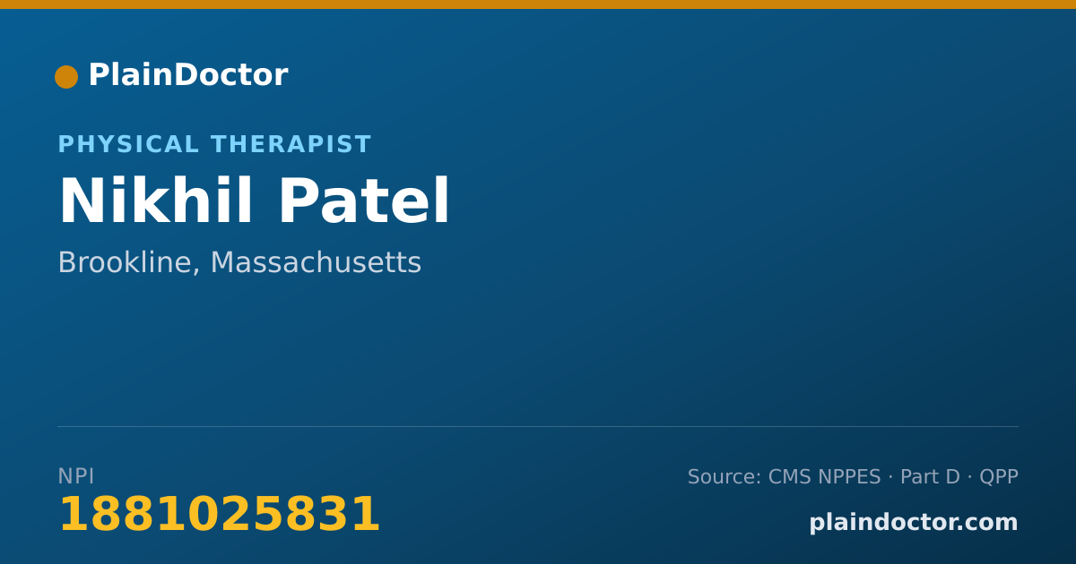 Shareable card for Nikhil Patel - Physical Therapist, Brookline, MA