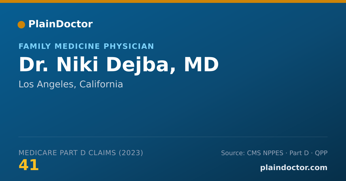 Shareable card for Niki Dejba, MD - Family Medicine Physician, Los Angeles, CA