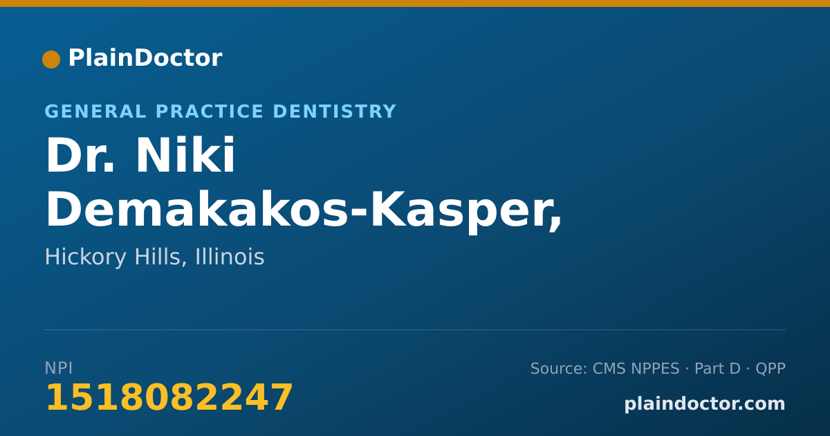 Shareable card for Niki Demakakos-Kasper, D.D.S - General Practice Dentistry, Hickory Hills, IL