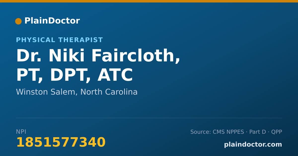 Shareable card for Niki Faircloth, PT, DPT, ATC - Physical Therapist, Winston Salem, NC