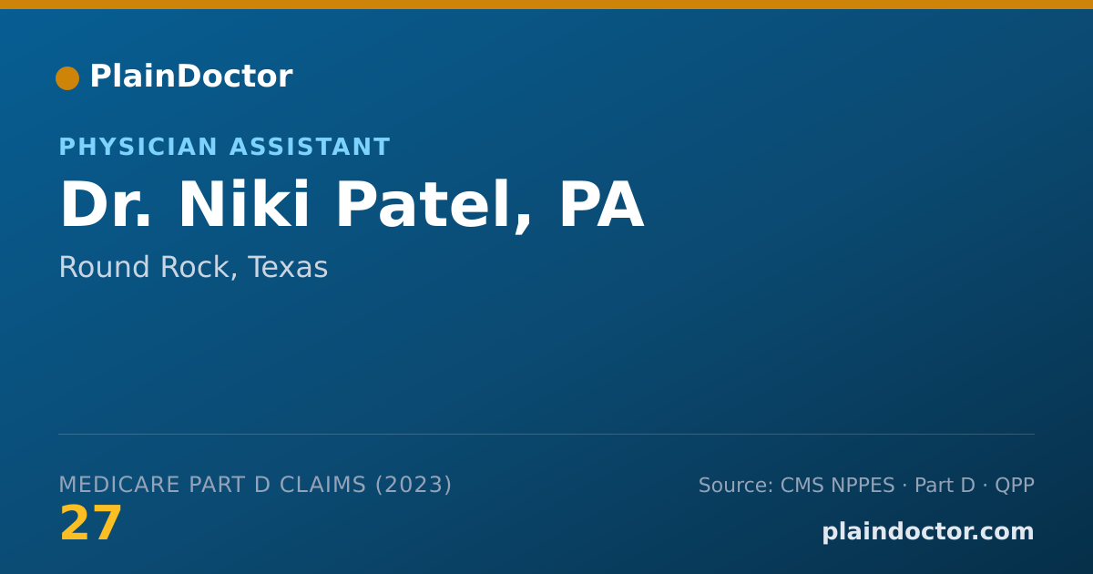 Shareable card for Niki Patel, PA - Physician Assistant, Round Rock, TX