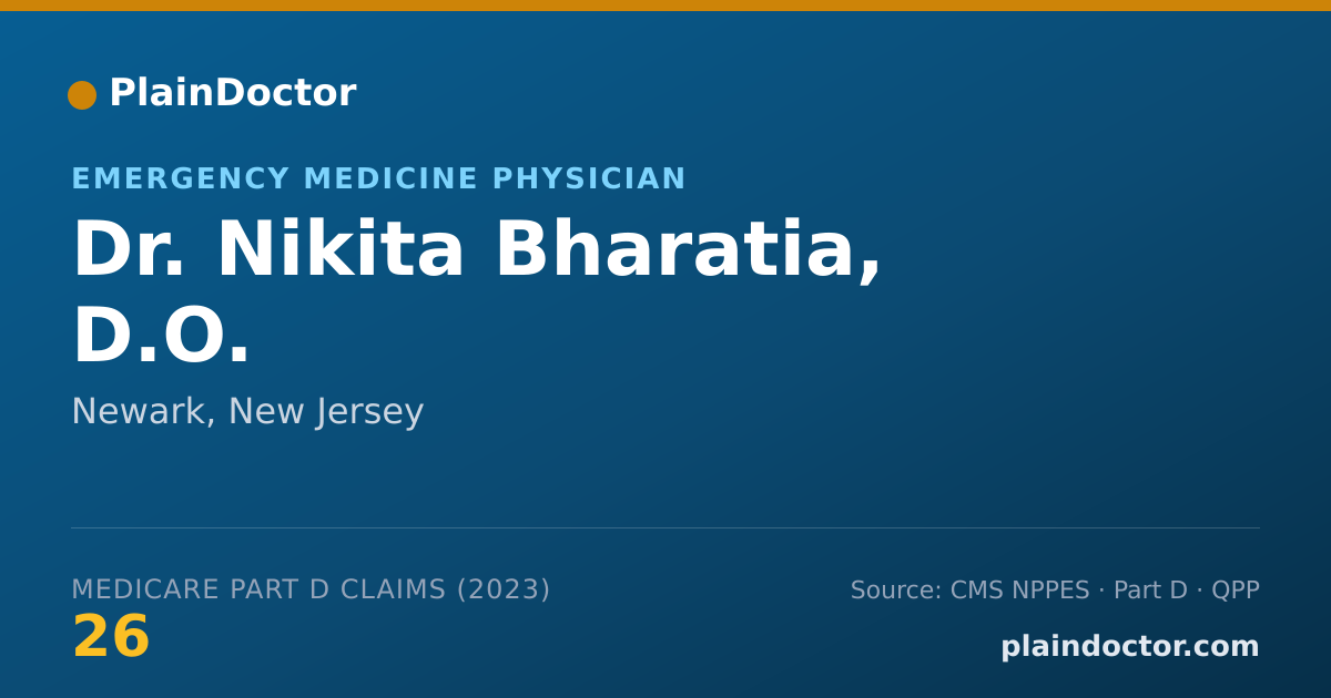 Shareable card for Nikita Bharatia, D.O. - Emergency Medicine Physician, Newark, NJ