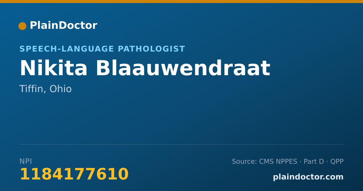 Shareable card for Nikita Blaauwendraat - Speech-Language Pathologist, Tiffin, OH