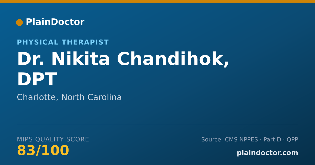 Shareable card for Nikita Chandihok, DPT - Physical Therapist, Charlotte, NC