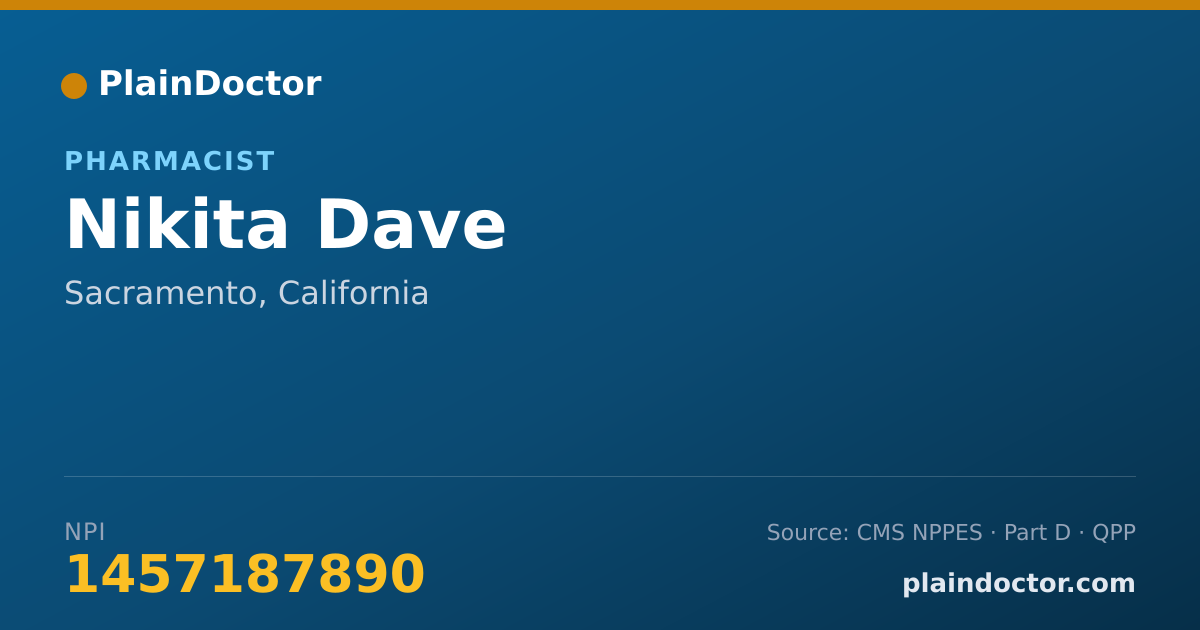 Shareable card for Nikita Dave - Pharmacist, Sacramento, CA