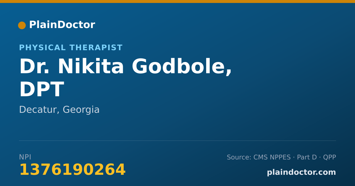 Shareable card for Nikita Godbole, DPT - Physical Therapist, Decatur, GA