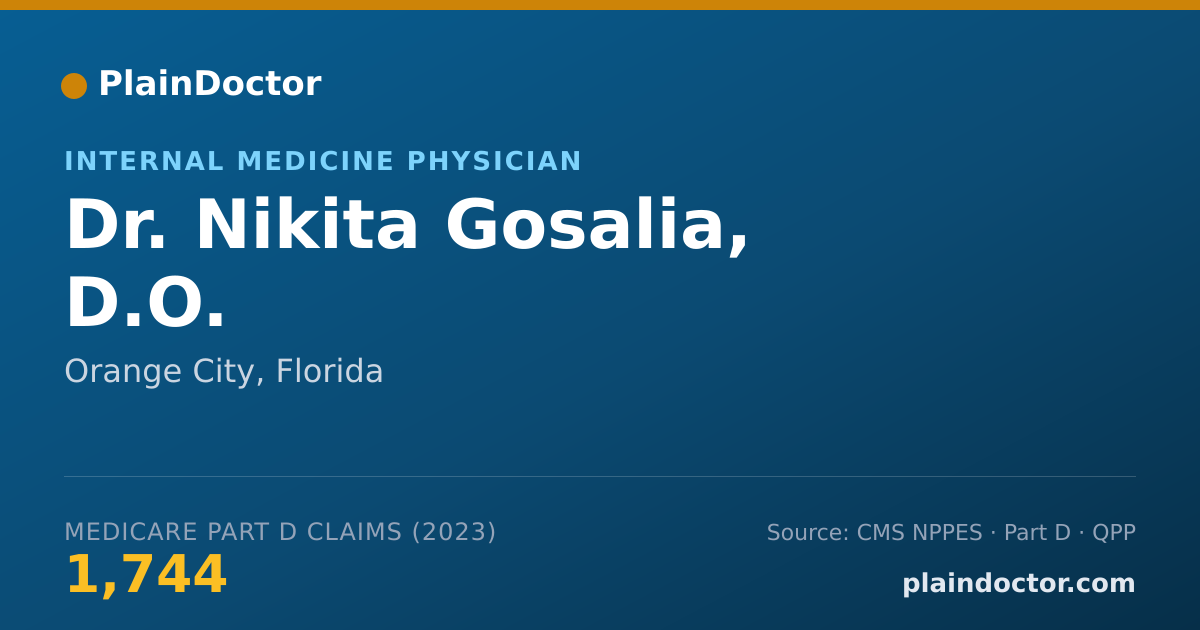 Shareable card for Nikita Gosalia, D.O. - Internal Medicine Physician, Orange City, FL