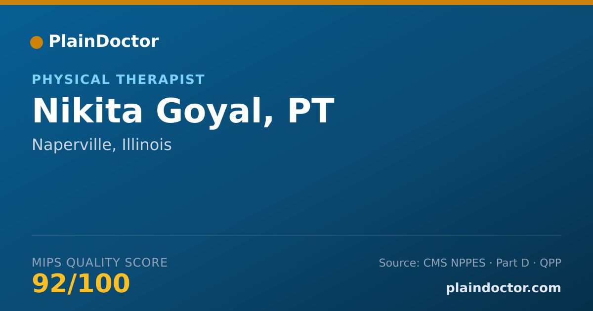 Shareable card for Nikita Goyal, PT - Physical Therapist, Chicago, IL