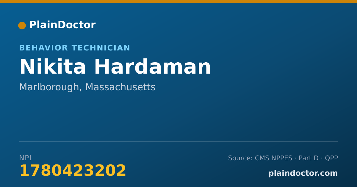Shareable card for Nikita Hardaman - Behavior Technician, Marlborough, MA