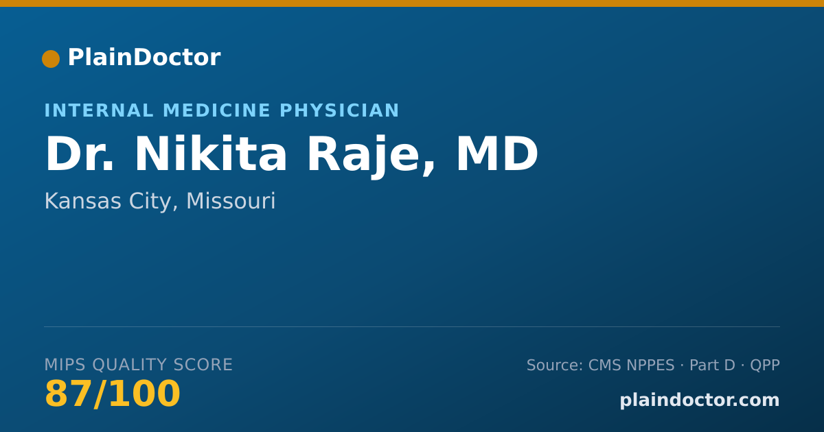 Shareable card for Nikita Raje, MD - Internal Medicine Physician, Kansas City, MO