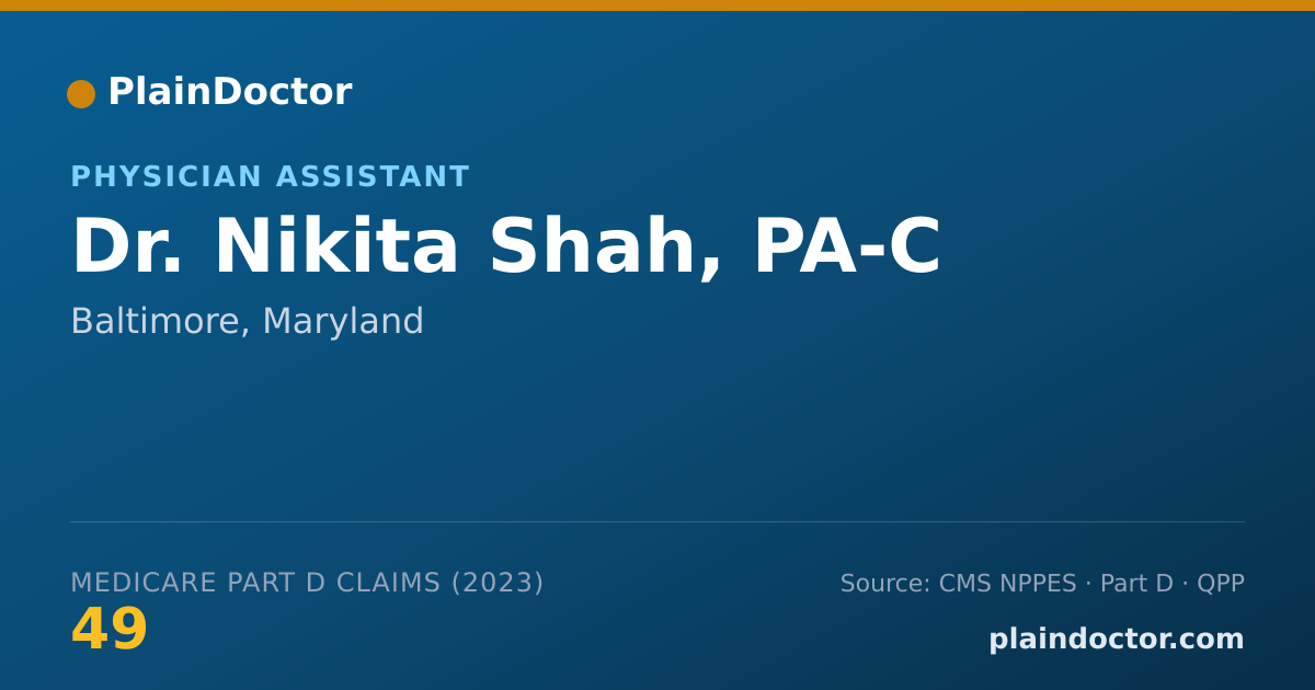 Shareable card for Nikita Shah, PA-C - Physician Assistant, Baltimore, MD
