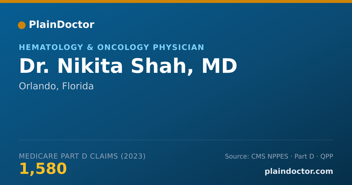 Shareable card for Nikita Shah, MD - Hematology & Oncology Physician, Orlando, FL