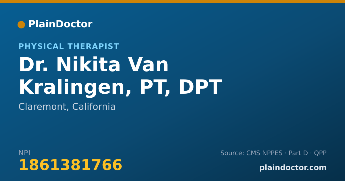 Shareable card for Nikita Van Kralingen, PT, DPT - Physical Therapist, Claremont, CA
