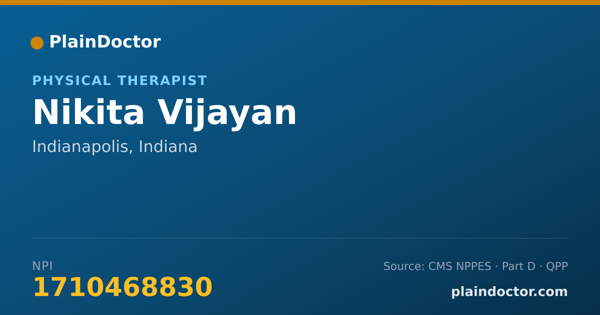 Shareable card for Nikita Vijayan - Physical Therapist, Indianapolis, IN