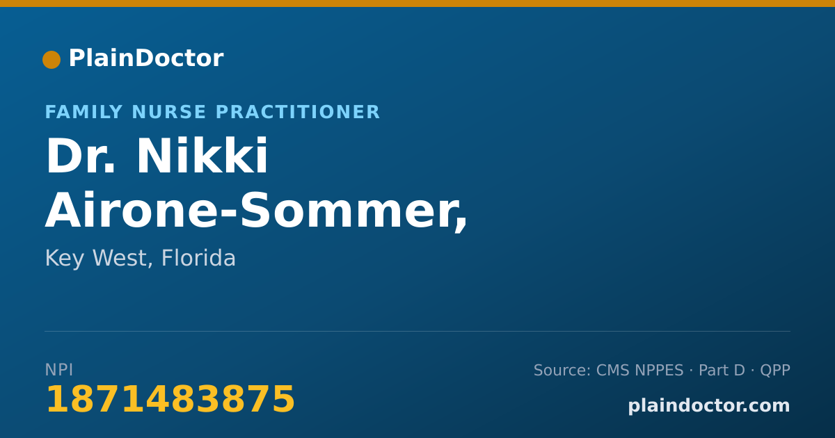 Shareable card for Nikki Airone-Sommer, FNP-APRN - Family Nurse Practitioner, Key West, FL