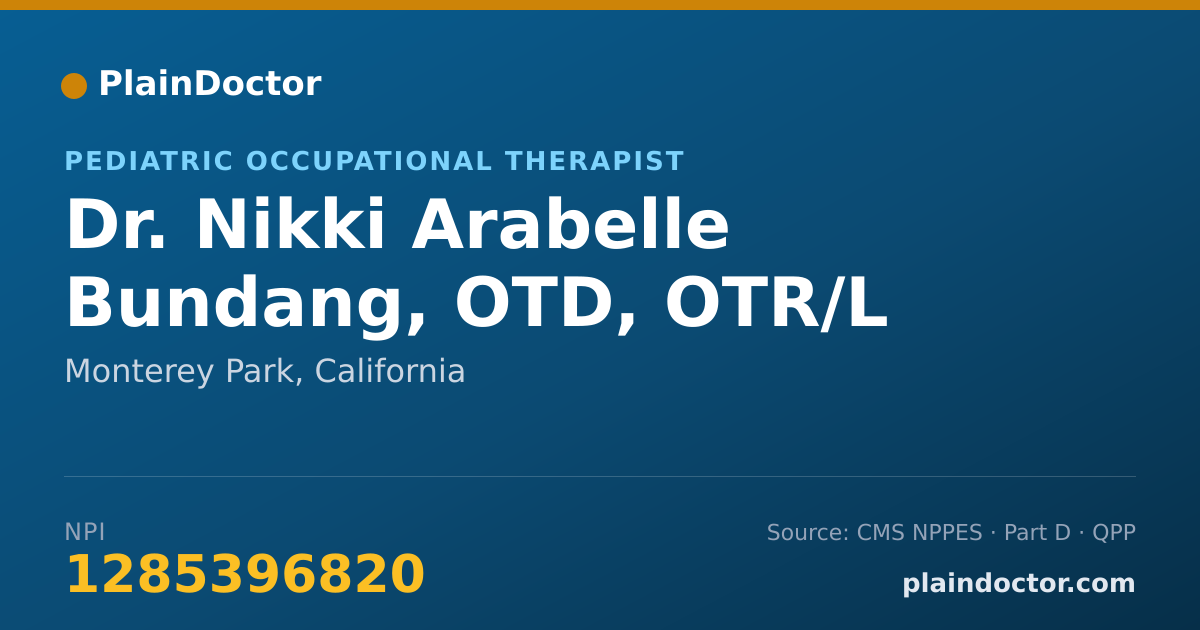 Shareable card for Nikki Arabelle Bundang, OTD, OTR/L - Pediatric Occupational Therapist, Monterey Park, CA
