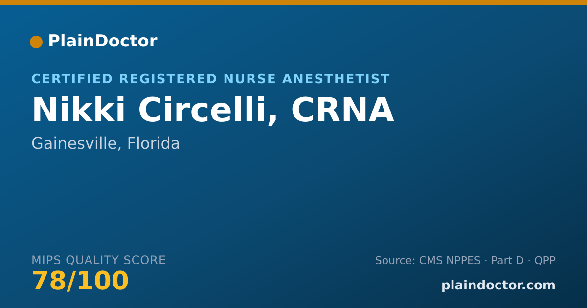 Shareable card for Nikki Circelli, CRNA - Certified Registered Nurse Anesthetist, Gainesville, FL