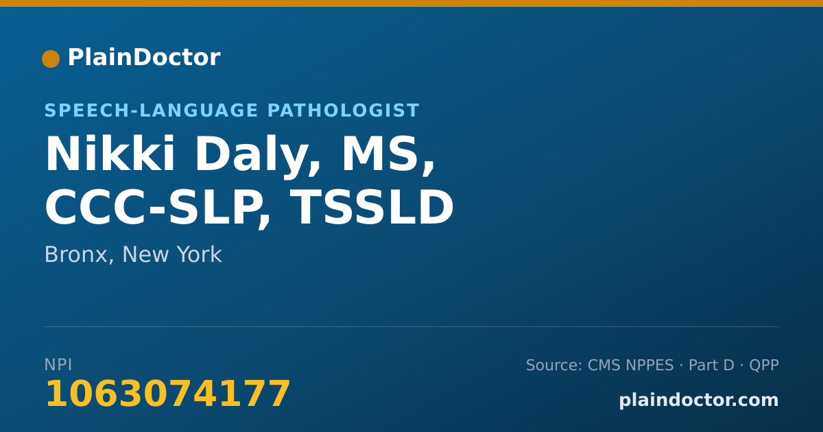 Shareable card for Nikki Daly, MS, CCC-SLP, TSSLD - Speech-Language Pathologist, Bronx, NY