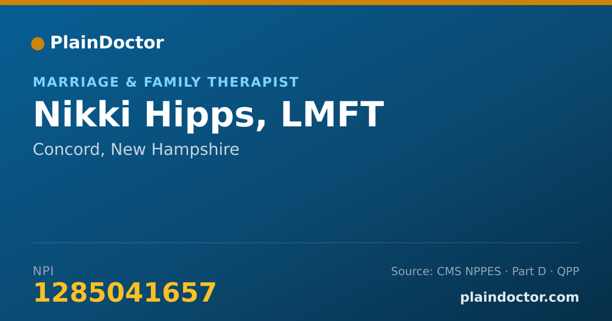 Shareable card for Nikki Hipps, LMFT - Marriage & Family Therapist, Concord, NH