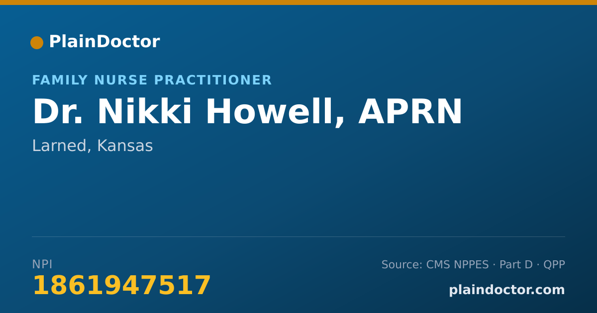 Shareable card for Nikki Howell, APRN - Family Nurse Practitioner, Larned, KS